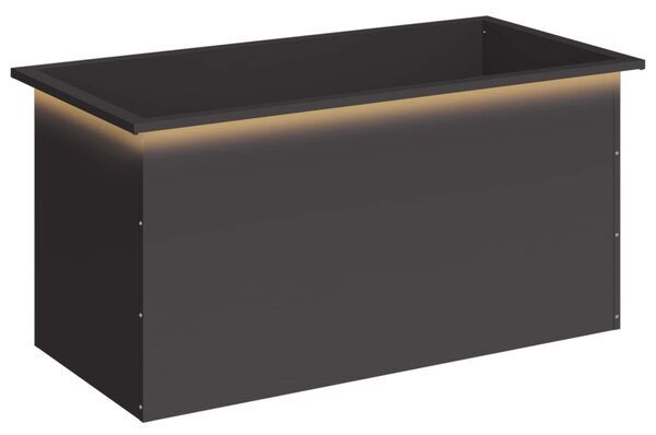Led-es kerti virágláda Fekete 50 x 100 x 48 cm Acél