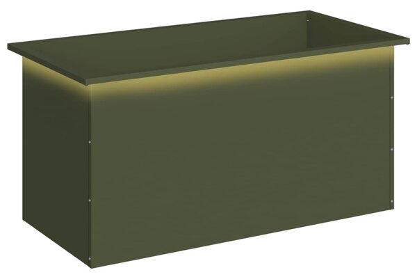 Led-es kerti virágláda Olajzöld 50 x 100 x 48 cm Acél