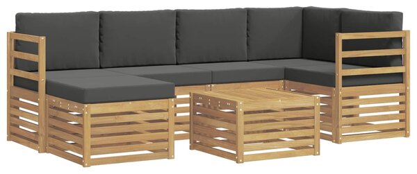 VidaXL Kültéri kanapé szett 7 pcs Fehér és Antracitszürke Poliészter