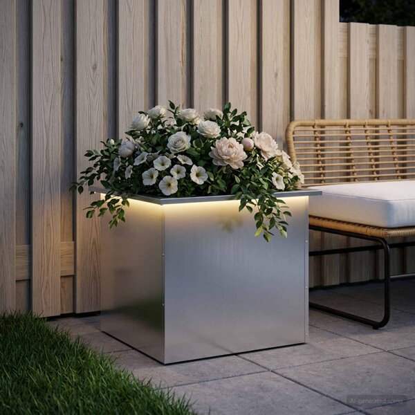 Led-es kerti virágláda Ezüst 50 x 60 x 48 cm Horganyzott Acél