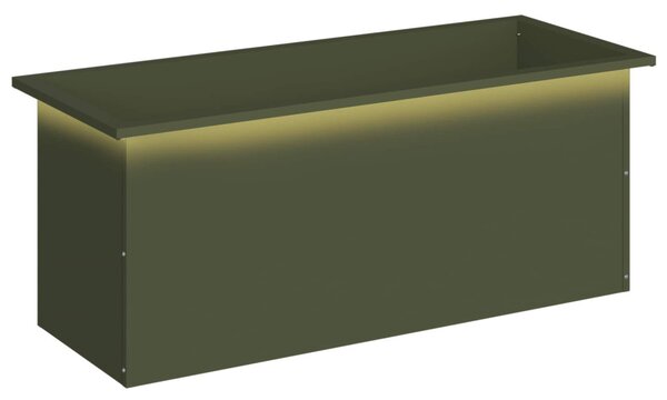Led-es kerti virágláda Olajzöld 40 x 100 x 40 cm Acél