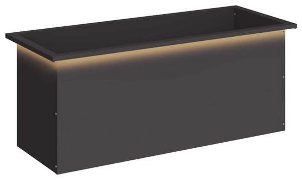 Led-es kerti virágláda Fekete 40 x 100 x 40 cm Acél