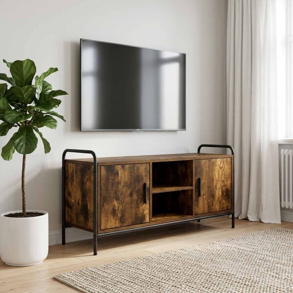 TV szekrény 99 x 33 x 50 cm Füstös Tölgy Szerelt Fa