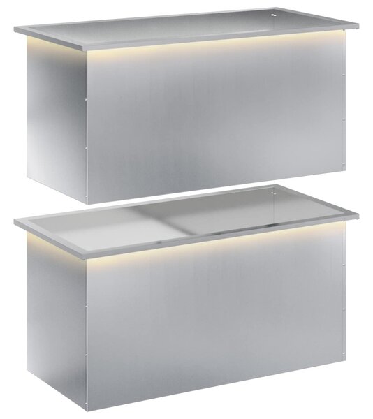 Led-es kerti virágláda 2 db Ezüst 50 x 100 x 48 cm