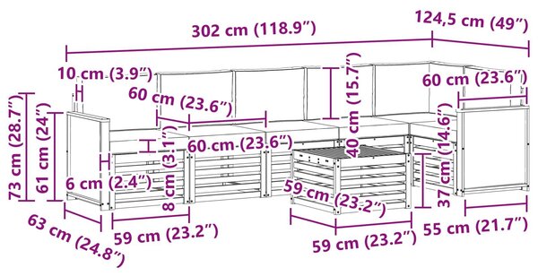 VidaXL Szegmentált kanapé szett 6 pcs Természetes és Világosszürke