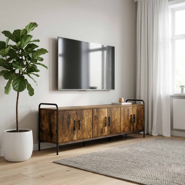 TV szekrény 146 x 33 x 50 cm Füstös Tölgy Szerelt Fa