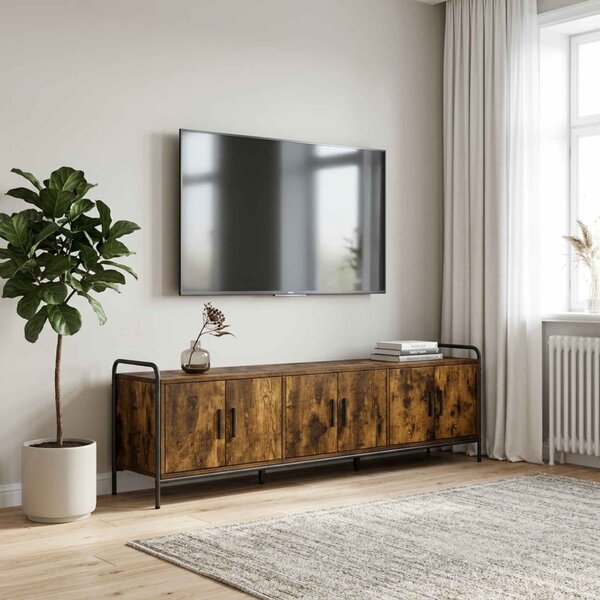 TV szekrény 146 x 33 x 50 cm Füstös Tölgy Szerelt Fa