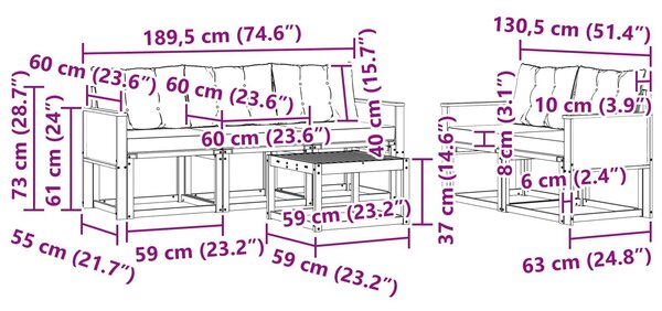 VidaXL Kültéri kanapé szett párnával 6 pcs Természetes és bézs