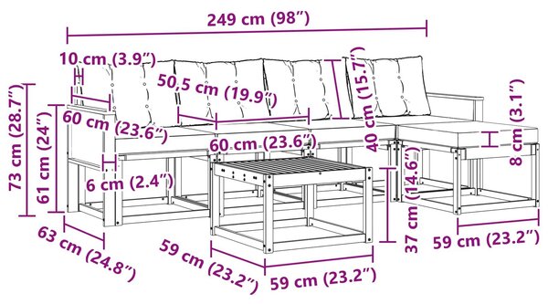 VidaXL Kültéri kanapé szett párnával 6 pcs Természetes és bézs