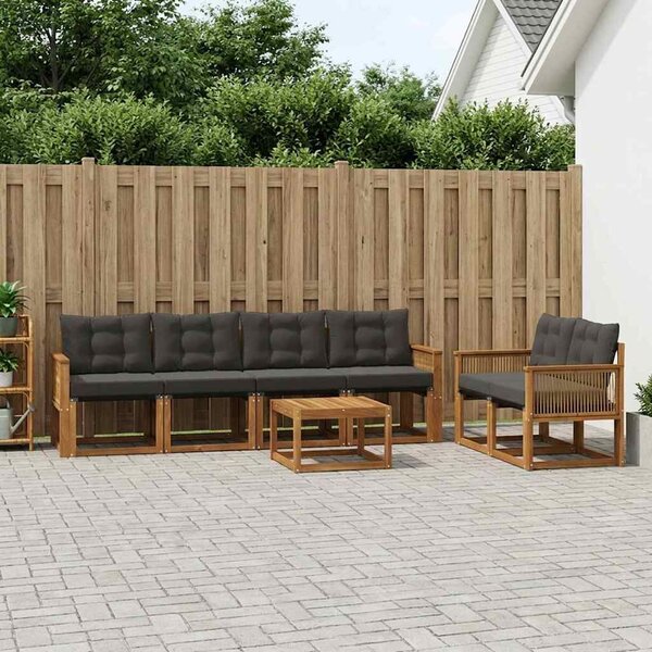 VidaXL Kültéri kanapé szett párnával 7 pcs Természetes és Fekete