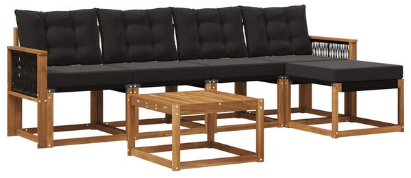 VidaXL Kültéri kanapé szett párnával 6 pcs Természetes és Fekete