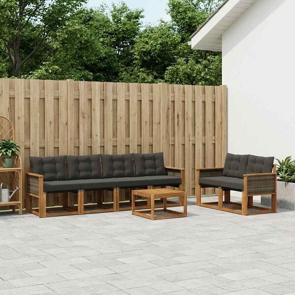 VidaXL Kültéri kanapé szett párnával 7 pcs Természetes és Fekete