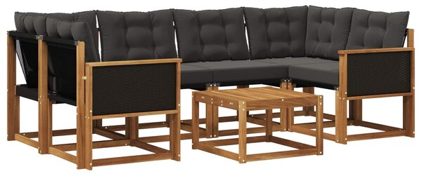 VidaXL Kültéri kanapé szett párnával 7 pcs Természetes és Fekete