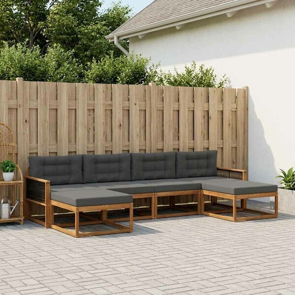 VidaXL Kültéri kanapé szett párnával 6 pcs Természetes és antracit