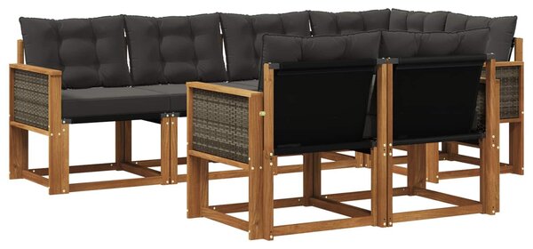 VidaXL Kültéri kanapé szett párnával 7 pcs Természetes és Fekete