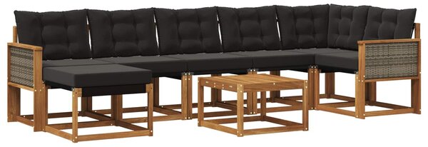VidaXL Kültéri kanapé szett párnával 8 pcs Természetes és Fekete