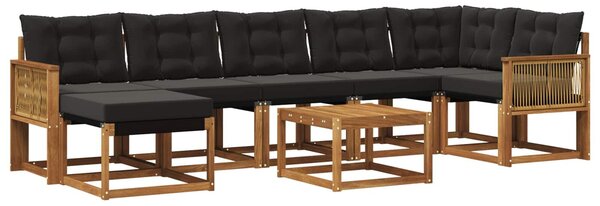 VidaXL Kültéri kanapé szett párnával 8 pcs Természetes és Fekete