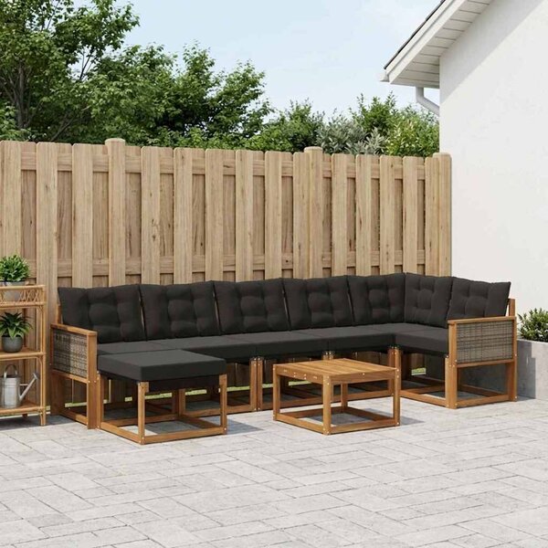 VidaXL Kültéri kanapé szett párnával 8 pcs Természetes és Fekete