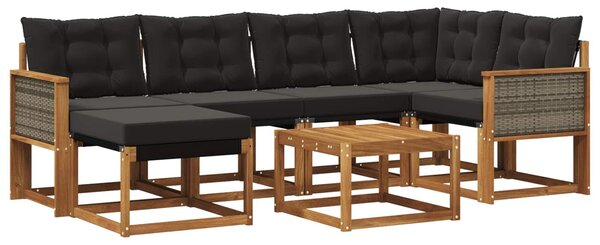 VidaXL Kültéri kanapé szett párnával 7 pcs Természetes és Fekete