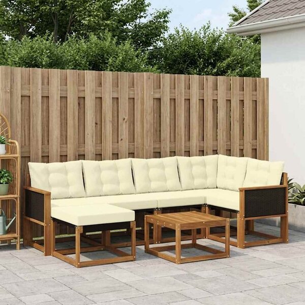 VidaXL Kültéri kanapé szett párnával 7 pcs Természetes és krémszínű