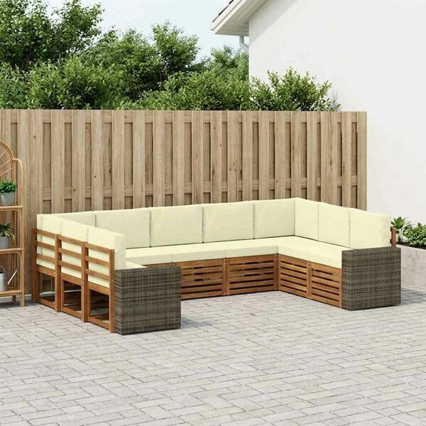 VidaXL Szegmentált kanapé szett 9 pcs Természetes és krémszínű