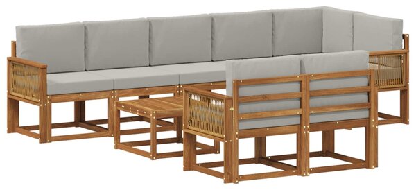 VidaXL Kültéri kanapé szett 9 pcs Természetes és Világosszürke
