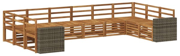 VidaXL Kültéri kanapé szett 10 pcs Természetes Tömör Akácfa