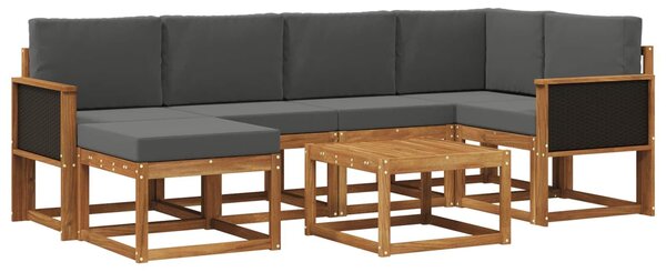 VidaXL Kültéri kanapé szett 7 pcs Természetes és antracit Tömör Akácfa