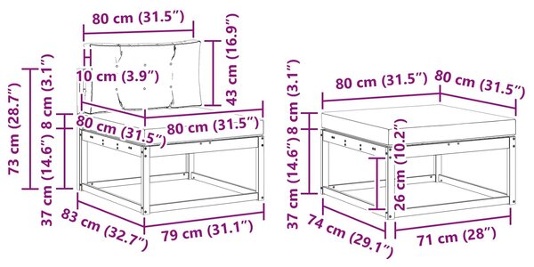VidaXL Kültéri kanapé szett párnával 4 pcs Természetes és bézs