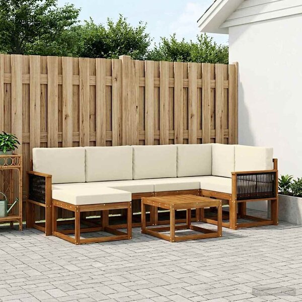 VidaXL Kültéri kanapé szett párnával 7 pcs Természetes és krémszínű