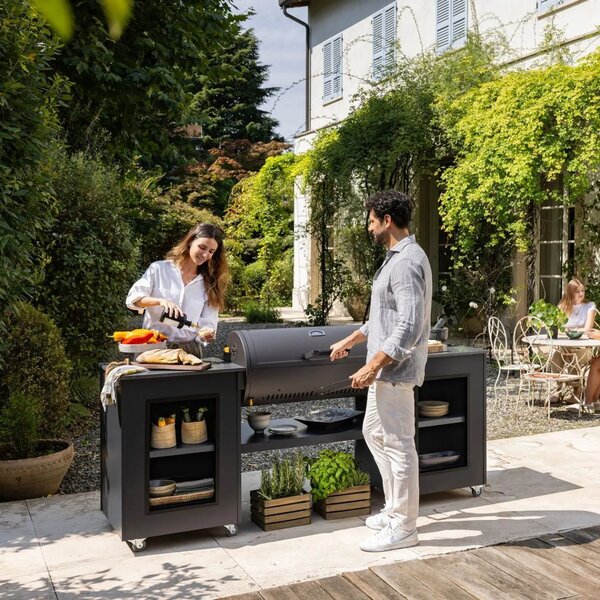 Beépíthető szénes grillsütő, Boretti, Barilo Top, 87 x 41 cm, antracit