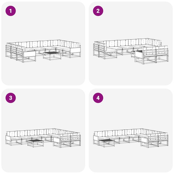 VidaXL Kültéri kanapé szett 10 pcs Természetes és Világosszürke