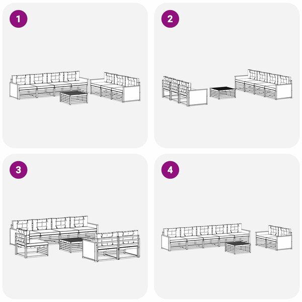 VidaXL Kültéri kanapé szett 8 pcs Természetes és Világosszürke