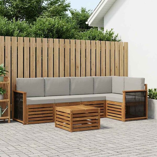 VidaXL Szegmentált kanapé szett 5 pcs Természetes és Világosszürke