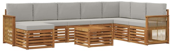 VidaXL Kültéri kanapé szett 7 pcs Természetes és Világosszürke