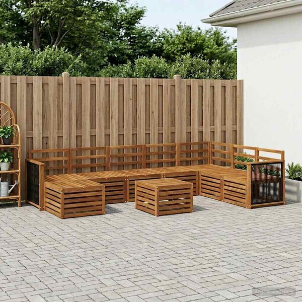 VidaXL Kültéri kanapé szett 6 pcs Természetes Tömör Akácfa