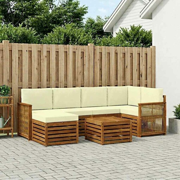 VidaXL Szegmentált kanapé szett 6 pcs Természetes és krémszínű