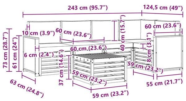 VidaXL Szegmentált kanapé szett 5 pcs Természetes és krémszínű