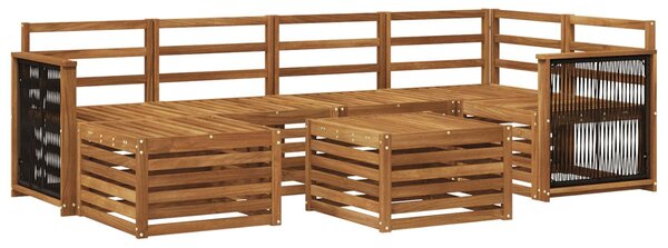 VidaXL Szegmentált kanapé szett 6 pcs Természetes Tömör Akácfa