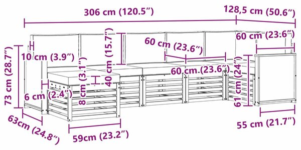 VidaXL Szegmentált kanapé szett párnával 6 pcs Természetes és antracit