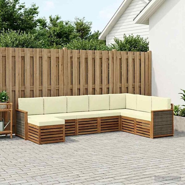VidaXL Kültéri kanapé szett párnával 6 pcs Természetes és krémszínű