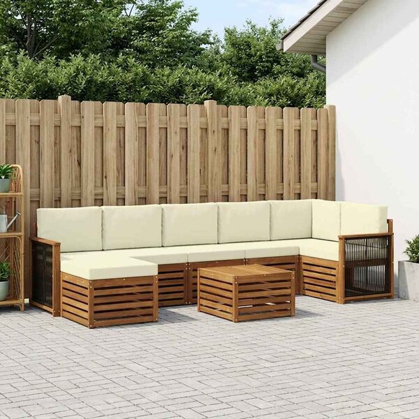 VidaXL Kültéri kanapé szett párnával 7 pcs Természetes és krémszínű