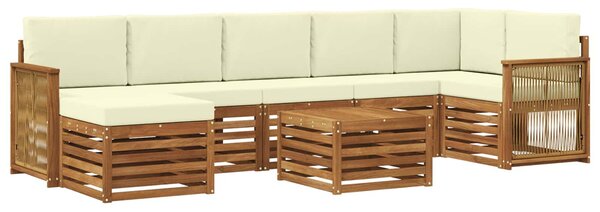 VidaXL Kültéri kanapé szett párnával 7 pcs Természetes és krémszínű