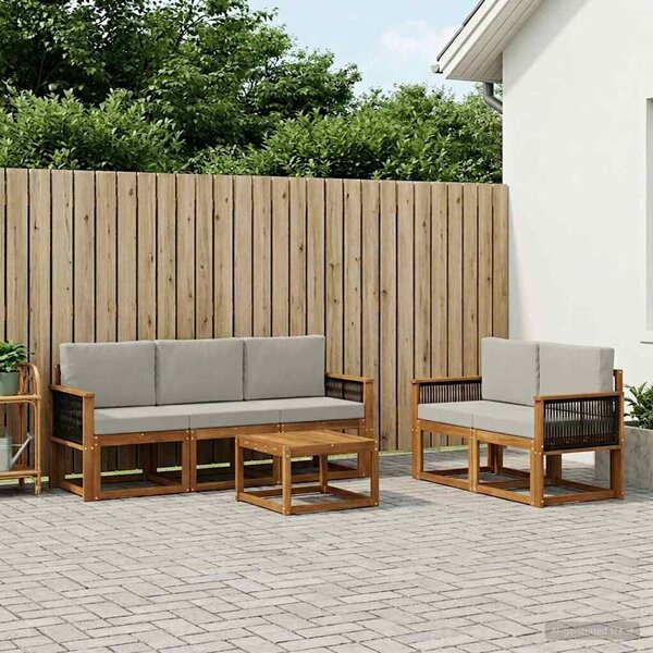 VidaXL Kültéri kanapé szett 6 pcs Természetes és Világosszürke