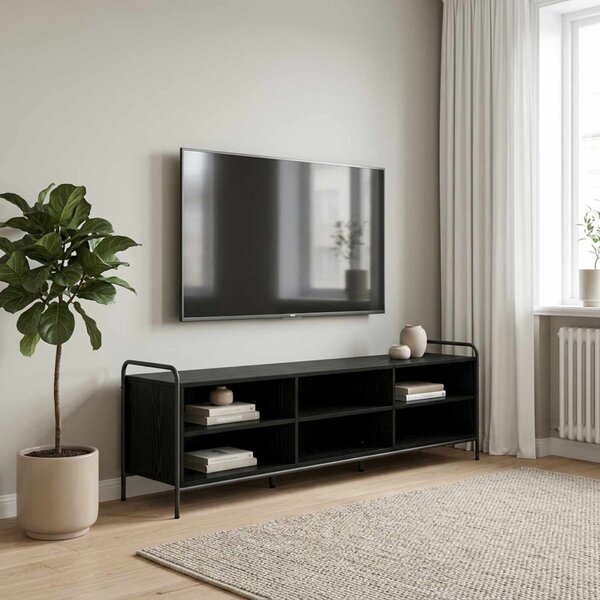 TV szekrény 140 x 39,5 x 50 cm Fekete Tölgy Szerelt Fa