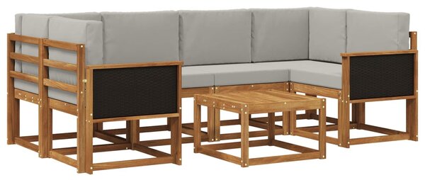 VidaXL Kültéri kanapé szett 5 pcs Természetes és Világosszürke