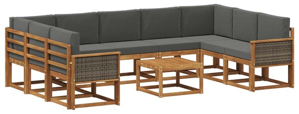 VidaXL Kültéri kanapé szett párnával 10 pcs Természetes és antracit