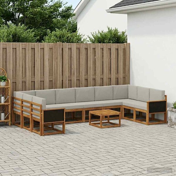 VidaXL Kültéri kanapé szett 11 pcs Természetes és Világosszürke