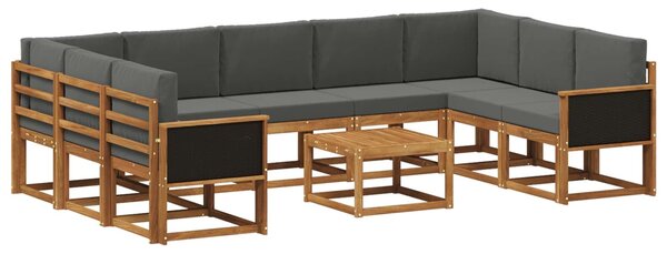 VidaXL Kültéri kanapé szett párnával 10 pcs Természetes és antracit