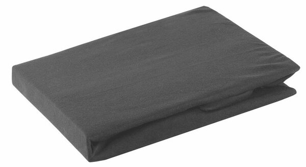 Jersey pamut gumis lepedő Fekete 160x200 cm + 30 cm